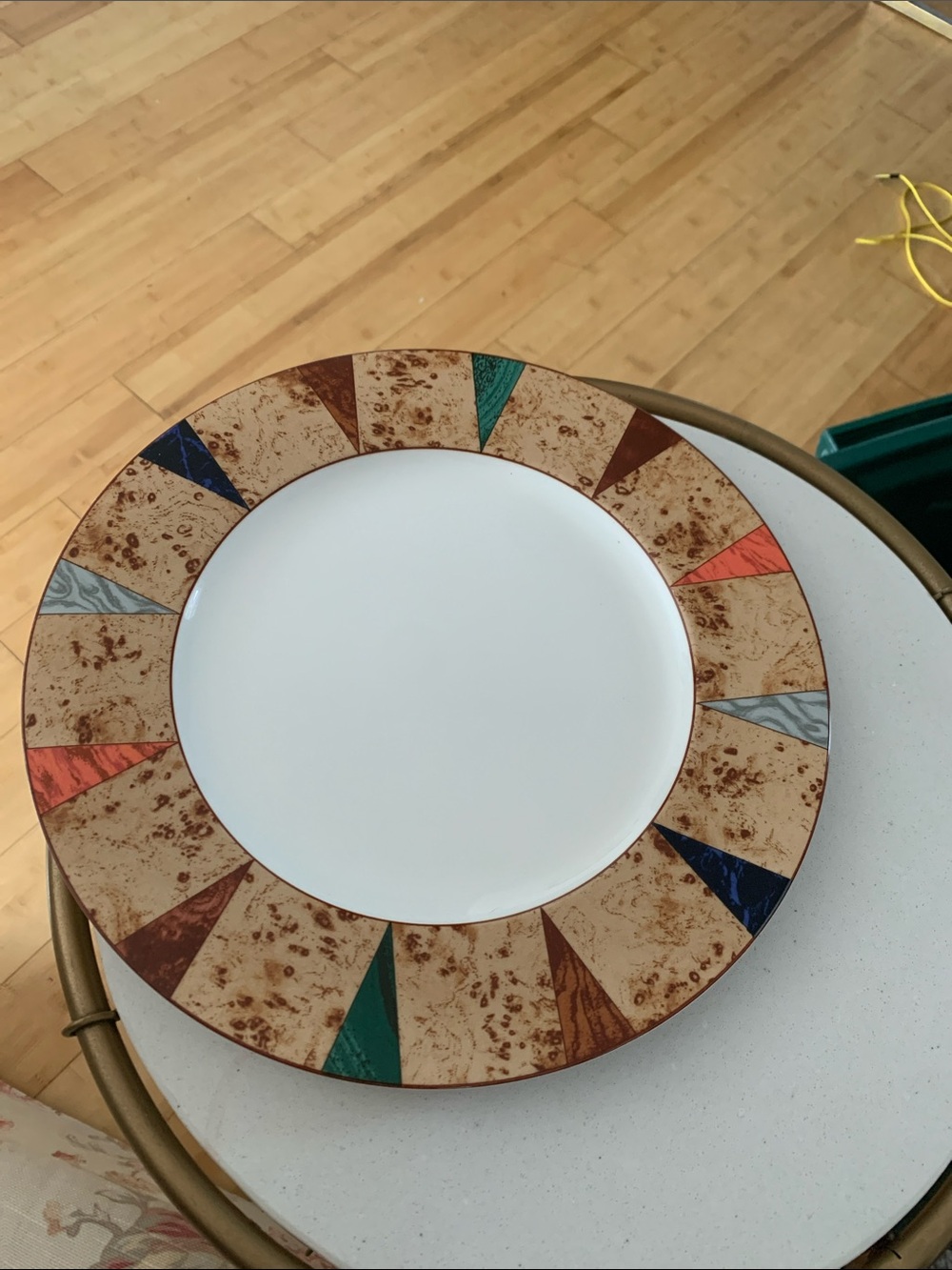 Multicolor Geometric Accent Serving Platter Plate